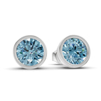 10kt White Gold Classic Bezel Round Lab Diamond Stud Earrings (1 Ct. Tw.) side right image one