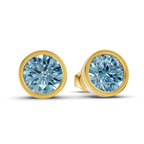 10kt Yellow Gold Classic Bezel Round Lab Diamond Stud Earrings (1 Ct. Tw.) side right image one