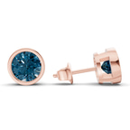 10kt Rose Gold Classic Bezel Round Lab Diamond Stud Earrings (1 Ct. Tw.) standing product image one