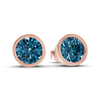 10kt Rose Gold Classic Bezel Round Lab Diamond Stud Earrings (1 Ct. Tw.) side right image one