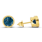 10kt Yellow Gold Classic Bezel Round Lab Diamond Stud Earrings (1 Ct. Tw.) standing product image one