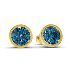 10kt Yellow Gold Classic Bezel Round Lab Diamond Stud Earrings (1 Ct. Tw.) side right image one