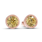 10kt Rose Gold Classic Bezel Round Lab Diamond Stud Earrings (1 Ct. Tw.) side right image one