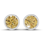 10kt White Gold Classic Bezel Round Lab Diamond Stud Earrings (1 Ct. Tw.) front image