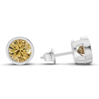 10kt White Gold Classic Bezel Round Lab Diamond Stud Earrings (1 Ct. Tw.) standing product image one