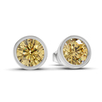 10kt White Gold Classic Bezel Round Lab Diamond Stud Earrings (1 Ct. Tw.) side right image one