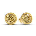 14kt Yellow Gold Classic Bezel Round Lab Diamond Stud Earrings (1 Ct. Tw.) side right image one