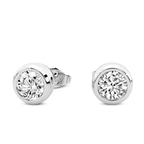 Platinum Bezel Set Lab Diamond Stud Earrings side image