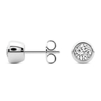 Platinum Bezel Set Lab Diamond Stud Earrings side left image
