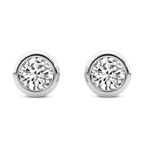 Platinum Bezel Set Lab Diamond Stud Earrings front image