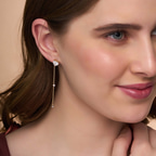 Platinum Mirielle Station Lab Diamond Earrings model image two