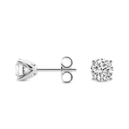 18kt White Gold Flora Four Prong Lab Diamond Stud Earrings side left image