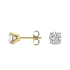 9ct Yellow Gold Flora Four Prong Lab Diamond Stud Earrings side left image