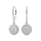 14kt White Gold Freyde Double Halo Lab Diamond Earrings side image