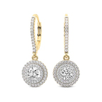 10kt Yellow Gold Freyde Double Halo Lab Diamond Earrings side image