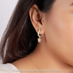 18kt Yellow Gold Midnight Charms Hoop Lab Diamond Earrings model image