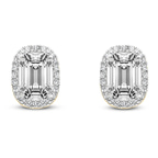 3.30 Ct Emerald Cut Solice Lab Diamond Stud Earrings in 18kt Yellow Gold front image