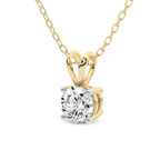 14kt Yellow Gold Quartze Split Bail Solitaire Lab Grown Diamond Pendant side left image