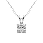 1.01 Ct Cushion Cut Quartze Split Bail Solitaire Lab Grown Diamond Pendant in 14kt White Gold front image
