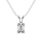 4.26 Ct Emerald Cut Quartze Split Bail Solitaire Lab Grown Diamond Pendant in 14kt White Gold front image