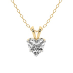3.24 Ct Heart Cut Quartze Split Bail Solitaire Lab Grown Diamond Pendant in 14kt Yellow Gold front image