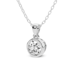 14kt White Gold Allure Bezel Lab Grown Diamond Pendant side left image