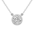 14kt White Gold Flaire Halo Lab Grown Diamond Pendant front image