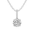 9ct White Gold Lucida Four Prong Lab Grown Diamond Pendant front image