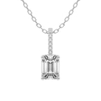 3.69 Ct Emerald Cut Lucida Four Prong Lab Grown Diamond Pendant in 18kt White Gold front image