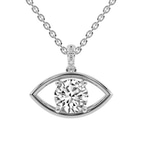 Platinum Evil Eye Charm Lab Grown Diamond Pendant front image