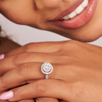 1.35 ct. pear Rising Sun Halo Ring in 18kt rose gold model image