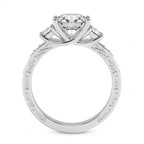 18kt White Gold Valencia Three Stone Vintage Lab Diamond Ring side right image one