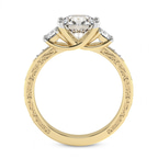 18kt Yellow Gold Valencia Three Stone Vintage Lab Diamond Ring side right image one
