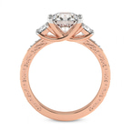 9ct Rose Gold Valencia Three Stone Vintage Lab Diamond Ring side right image one