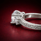 18kt Yellow Gold Valencia Three Stone Vintage Lab Diamond Ring color product image two