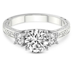 18kt White Gold Valencia Three Stone Vintage Lab Diamond Ring front image