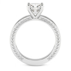 3.54 Ct Oval Cut Ivory Vintage Solitaire Lab Diamond Ring in 14kt White Gold right