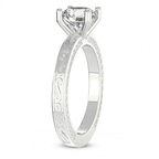 3.54 Ct Oval Cut Ivory Vintage Solitaire Lab Diamond Ring in 14kt White Gold left