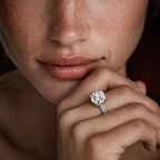 10kt White Gold Ivory Vintage Solitaire Lab Diamond Ring model image