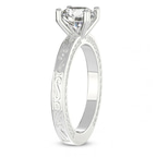 14kt White Gold Ivory Vintage Solitaire Lab Diamond Ring standing product image one