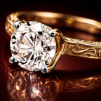 10kt White Gold Ivory Vintage Solitaire Lab Diamond Ring color product image two