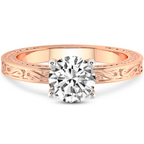 9ct Rose Gold Ivory Vintage Solitaire Lab Diamond Ring front image