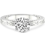 14kt White Gold Ivory Vintage Solitaire Lab Diamond Ring front image