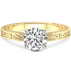 9ct Yellow Gold Ivory Vintage Solitaire Lab Diamond Ring front image