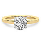 3.01 Ct ROUND Cut Four Prong Solitaire 2mm Lab Diamond Ring in 14kt Yellow Gold front image