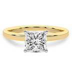 3.38 Ct Princess Cut Four Prong Solitaire 2mm Lab Diamond Ring in 14kt Yellow Gold front image