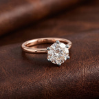10kt White Gold Six Prong Solitaire 2mm Lab Diamond Ring color product image one
