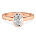 1.00 Ct Oval Cut Bezel Set Solitaire Lab Diamond Ring in 14kt Rose Gold front image