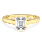 1.25 Ct Emerald Cut Bezel Set Solitaire Lab Diamond Ring in 14kt Yellow Gold front image