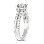 3.81 Ct EMERALD Cut Tosca Secret Halo Double Band Lab Diamond Ring in Platinum left